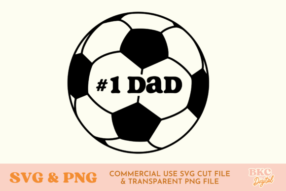 1 Dad Father's Day Soccer Ball: Graphics for T-Shirt Designs