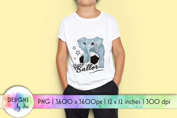 Baby Elephant Soccer Ball Graphics for T-Shirt Designs