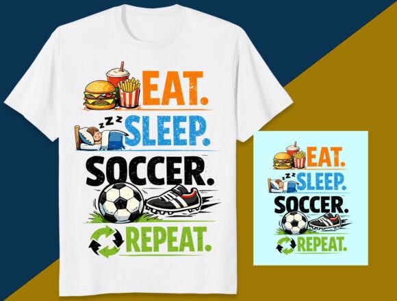 Eat Sleep Soccer Repeat Graphics T-Shirt Designs for Local Branding